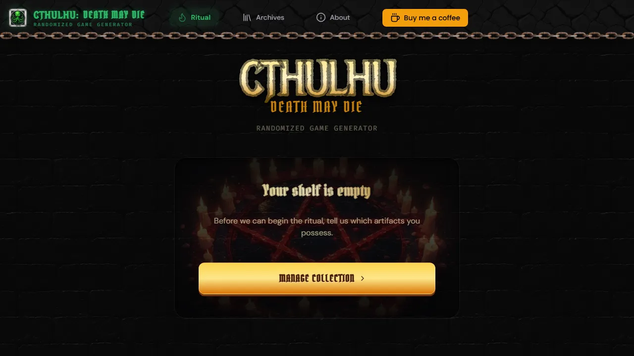 cthulhu-dmd-randomizer.com - Random Content Generator - Online Tool screenshot