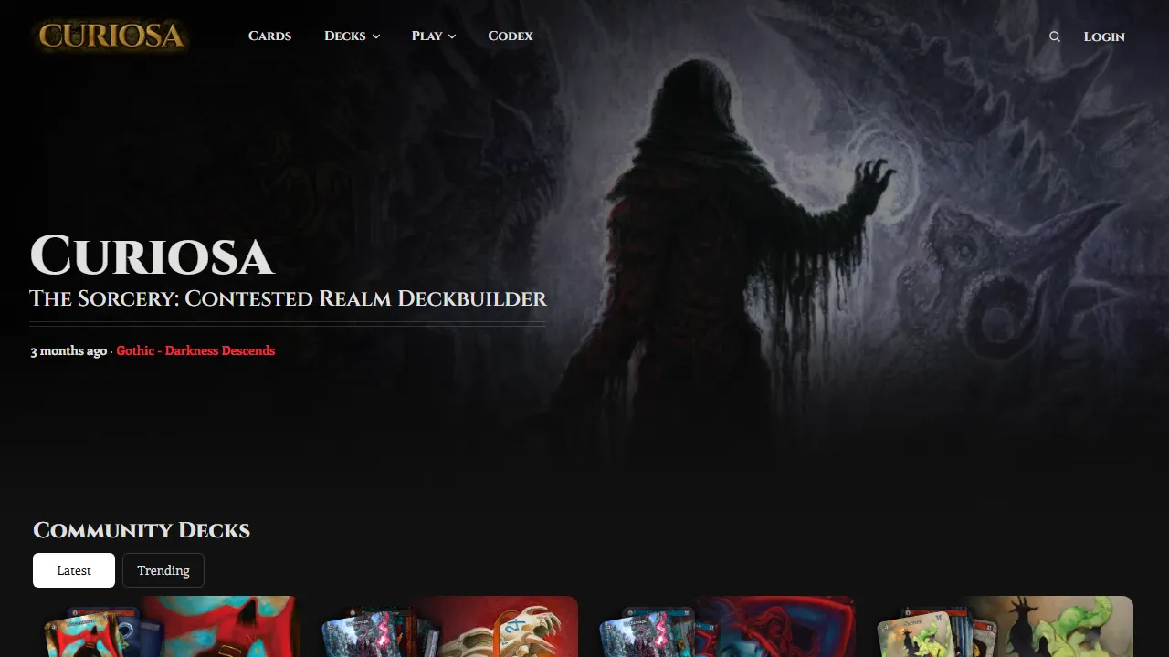 curiosa.io - Free Online Deck Building and Hosting Site screenshot