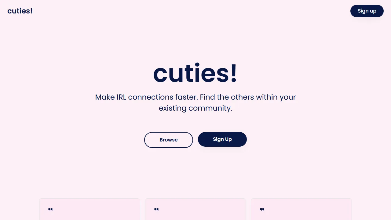 cuties.app - Dating App For TPOT Mutuals screenshot