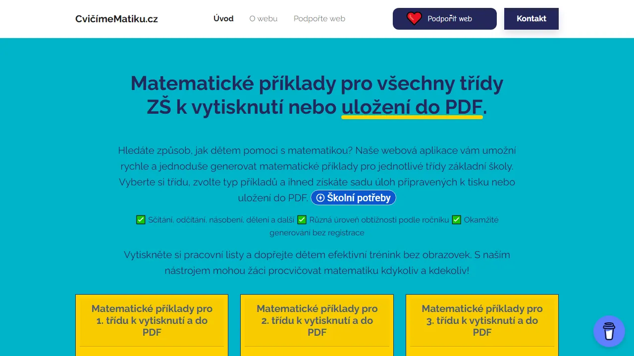 cvicimematiku.cz - Math Worksheet Generator for Teachers and Parents screenshot