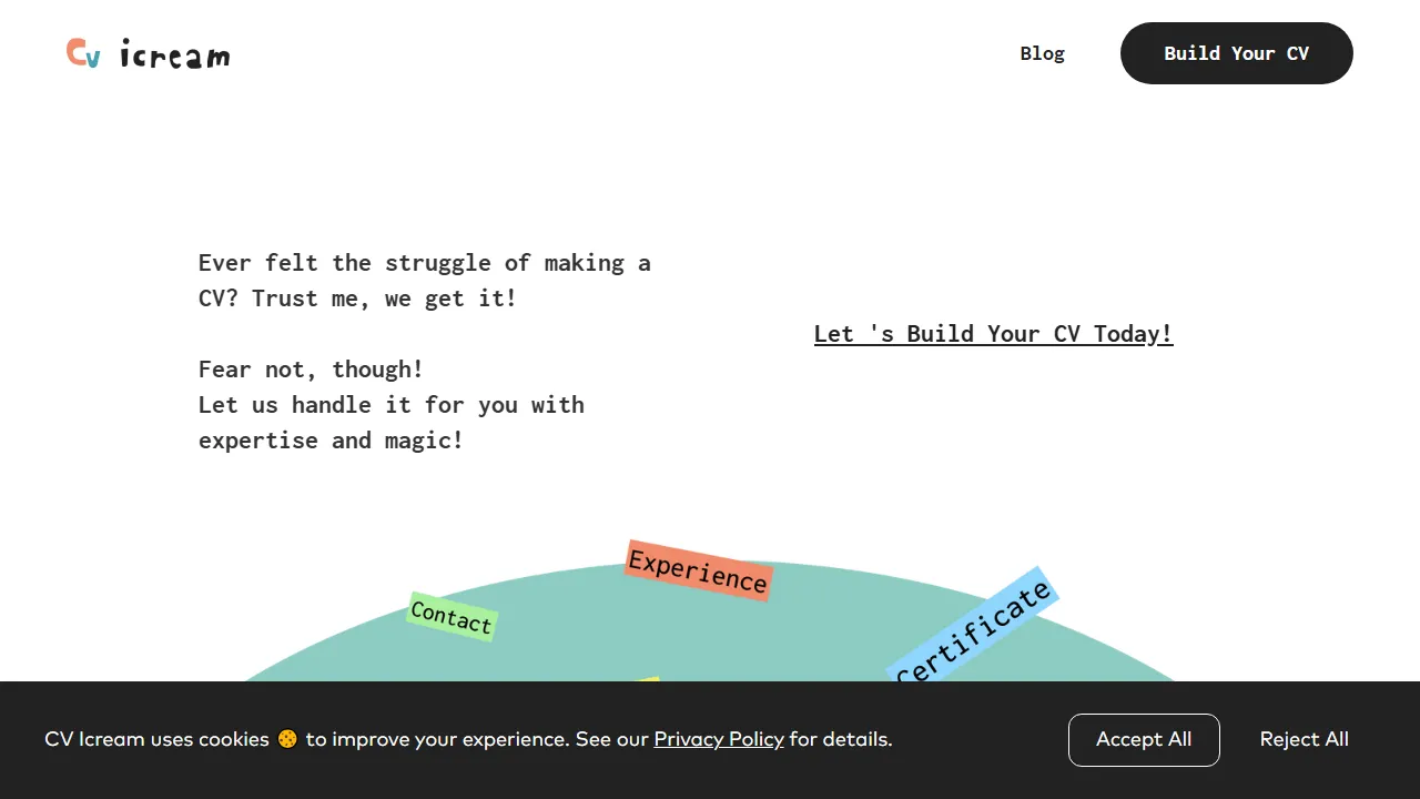 cvicream.com - Free CV Maker and Resume Builder Online screenshot