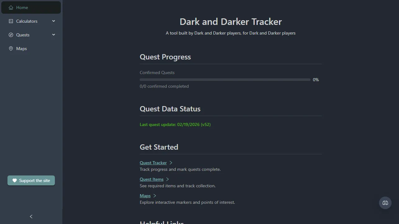 darkanddarkertracker.com - Free Quest Tracker for Gamers Online screenshot