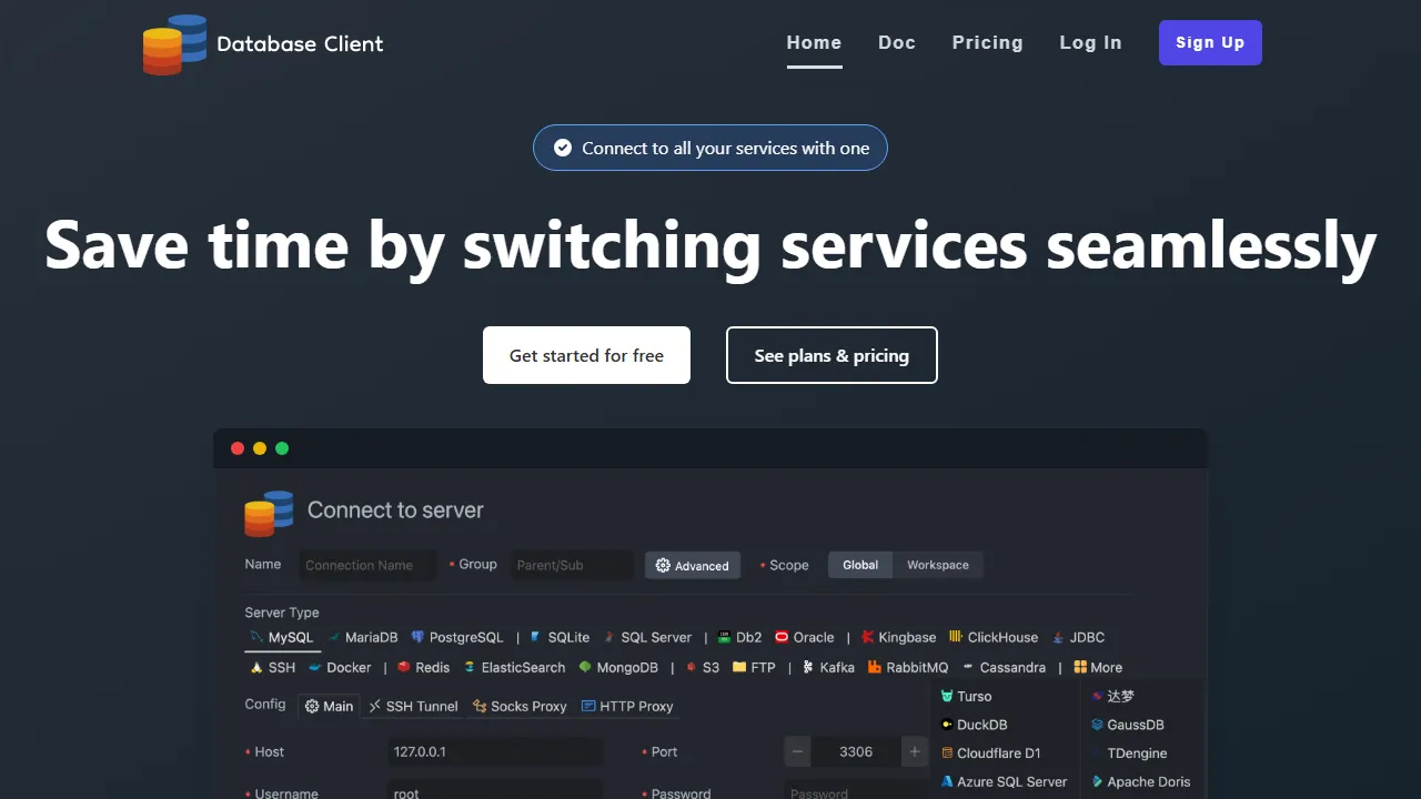 database-client.com - Simple Tool To Stop Using Databases screenshot