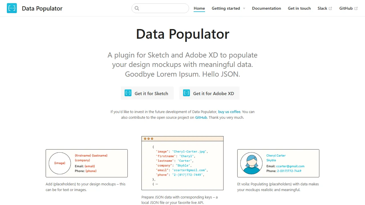 datapopulator.com - Design Mockup Data Population Plugin screenshot