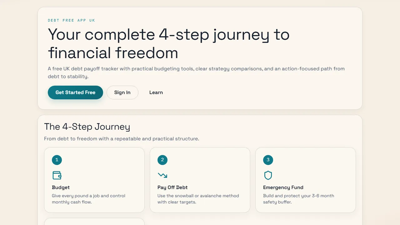 debtfreeapp.co.uk - Debt Management Program UK Residents Finance Tool screenshot