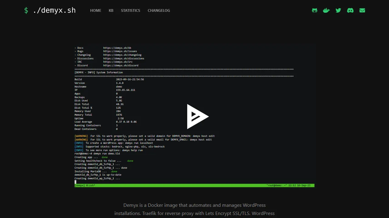 demyx.sh - Automated WordPress Deployment Docker Image screenshot