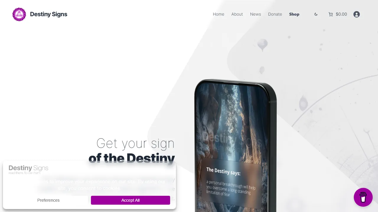 destinysigns.com - Digital Oracle Fortune Telling App screenshot