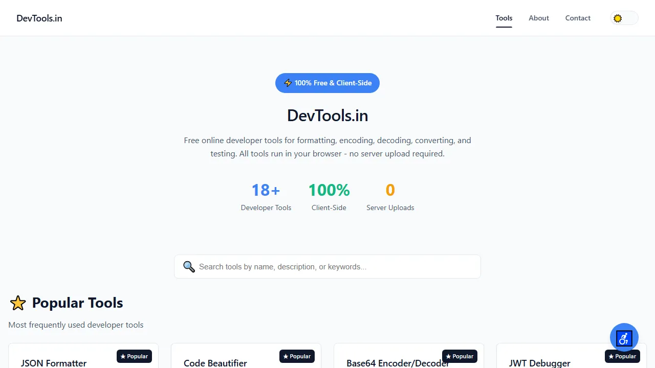 dev-tools.in - Free Online Developer Tools For Coders screenshot