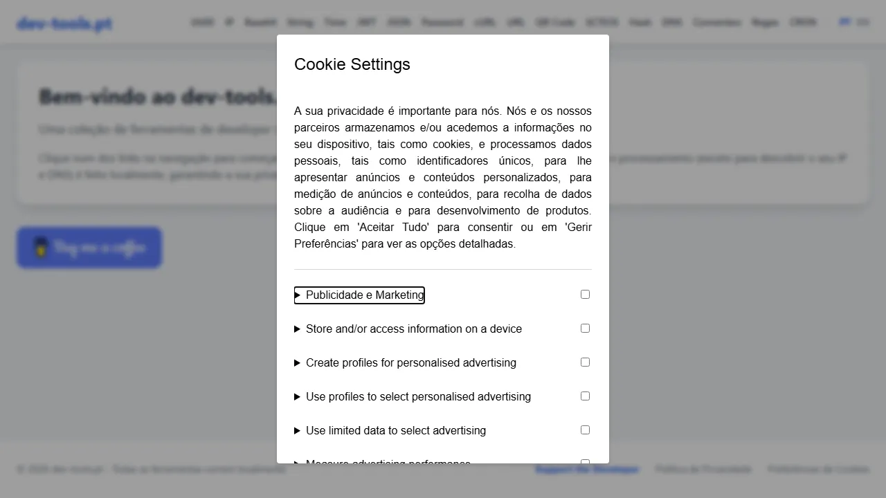 dev-tools.pt - Free Online Developer Tool Suite screenshot