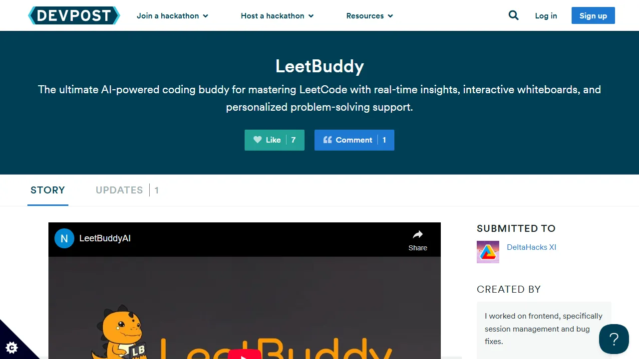 devpost.com - Free Learning Coding Tool for Interview Prep screenshot