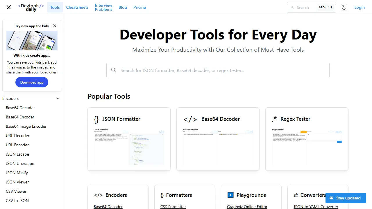 devtoolsdaily.com - Web Development Tools for Daily Use screenshot