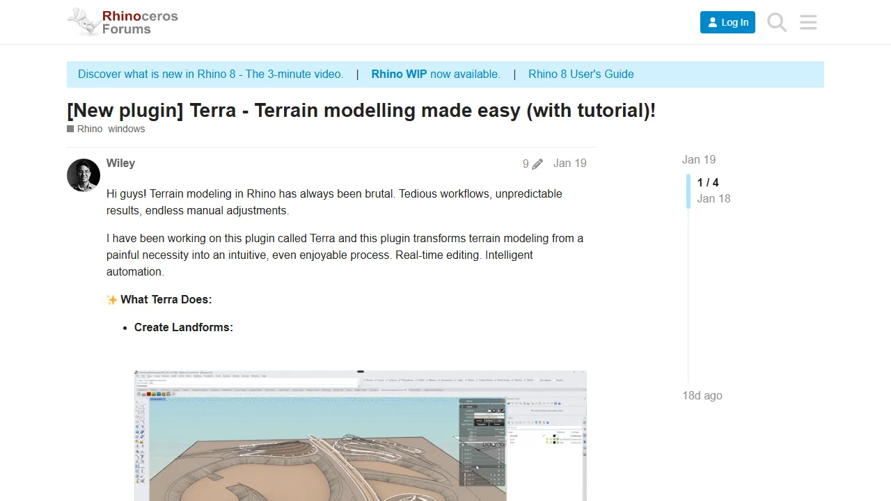 discourse.mcneel.com - Terrain Modeling Plugin for Rhino screenshot
