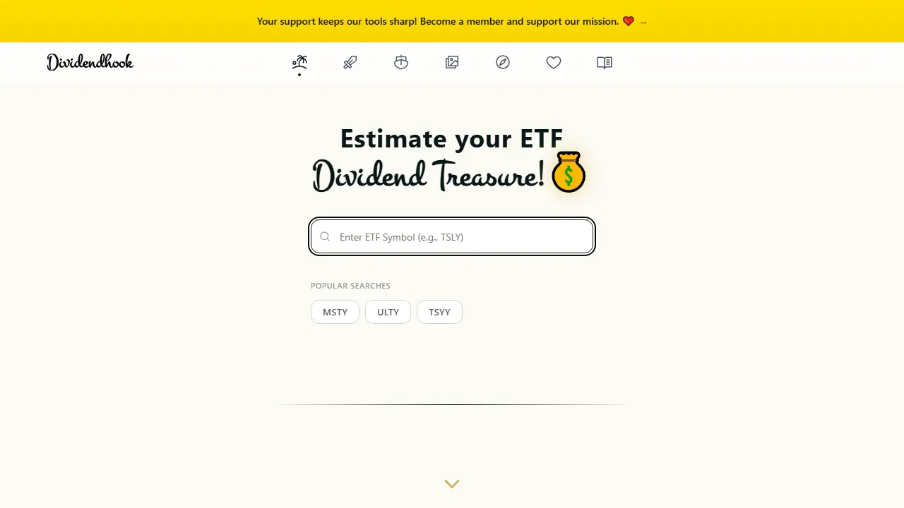 dividendhook.com - ETF Dividend Income Estimator and SCHD Calculator screenshot