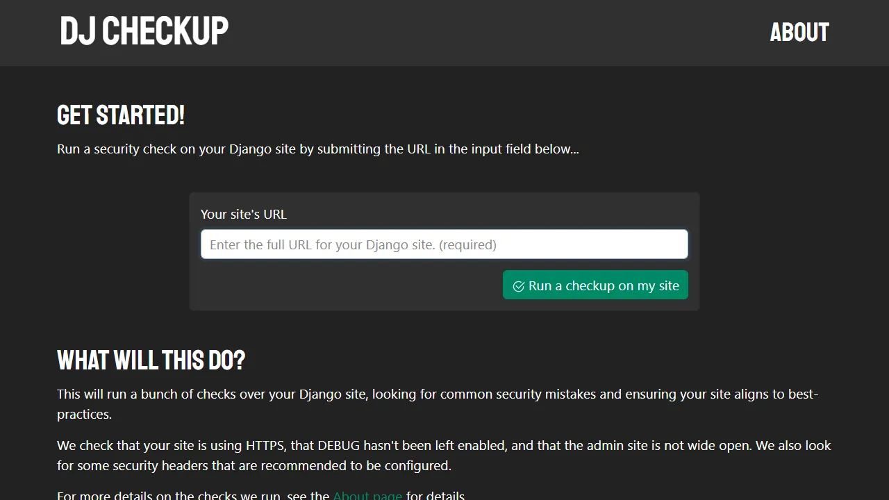 djcheckup.com - Free Django Health Check Tool screenshot