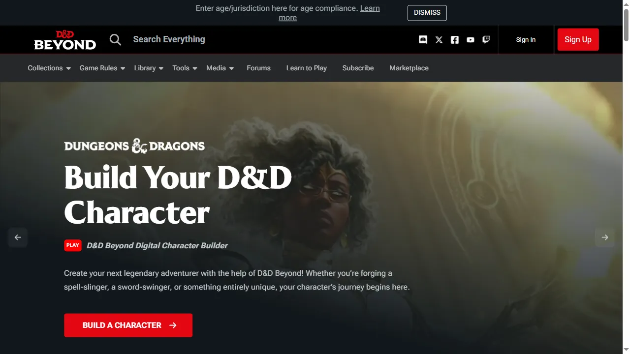 dndbeyond.com - Virtual Tabletop Support and Resources screenshot
