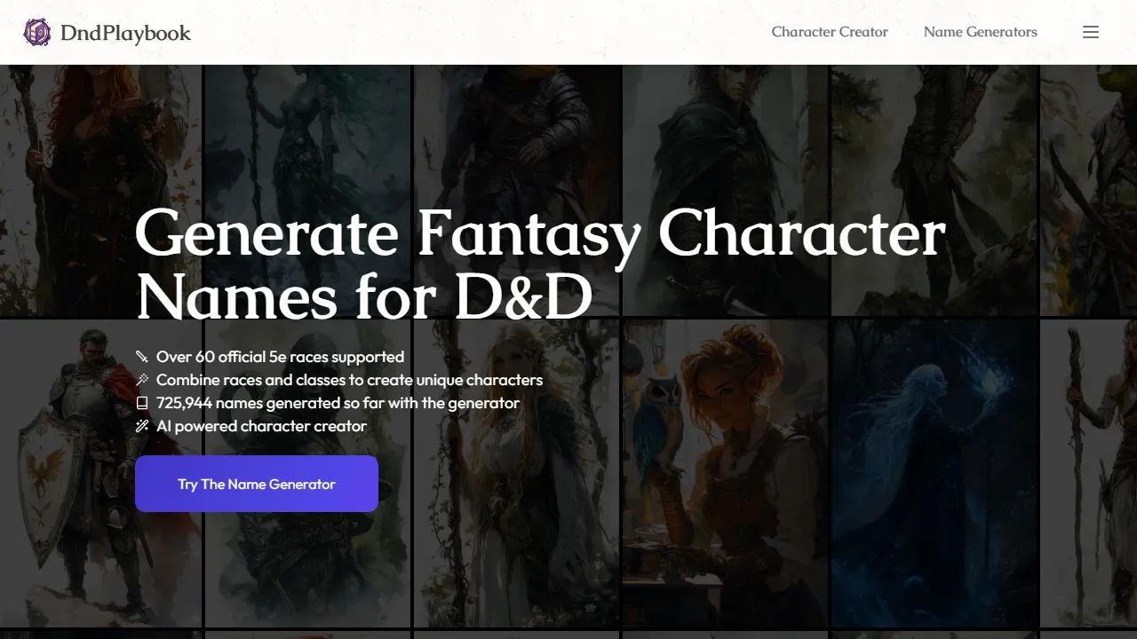 dndplaybook.com - D&D Character Creator with Generative AI screenshot