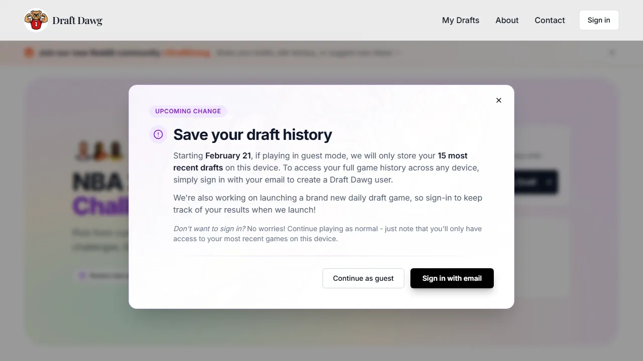 draftdawg.app - Fantasy Football and NBA Draft Analytics screenshot