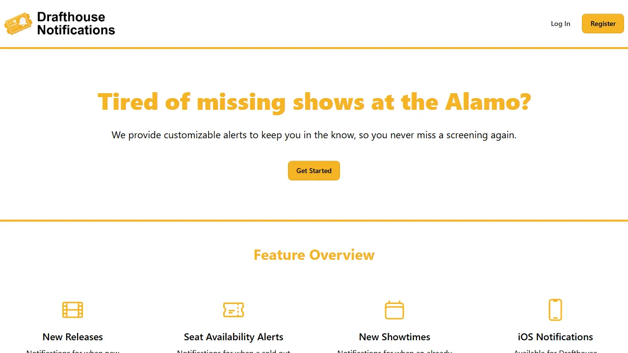 drafthousenotifications.com - Website Push Notification Service screenshot