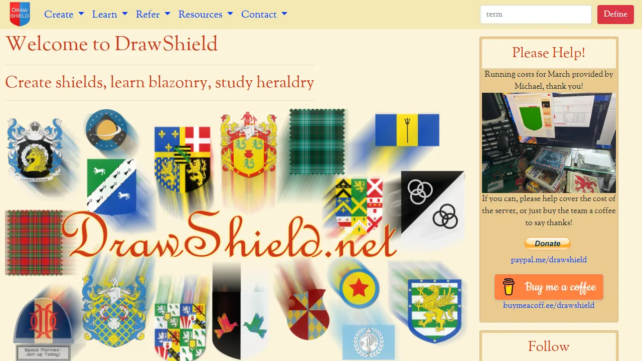 drawshield.net - Free Online Heraldry Design Tool screenshot