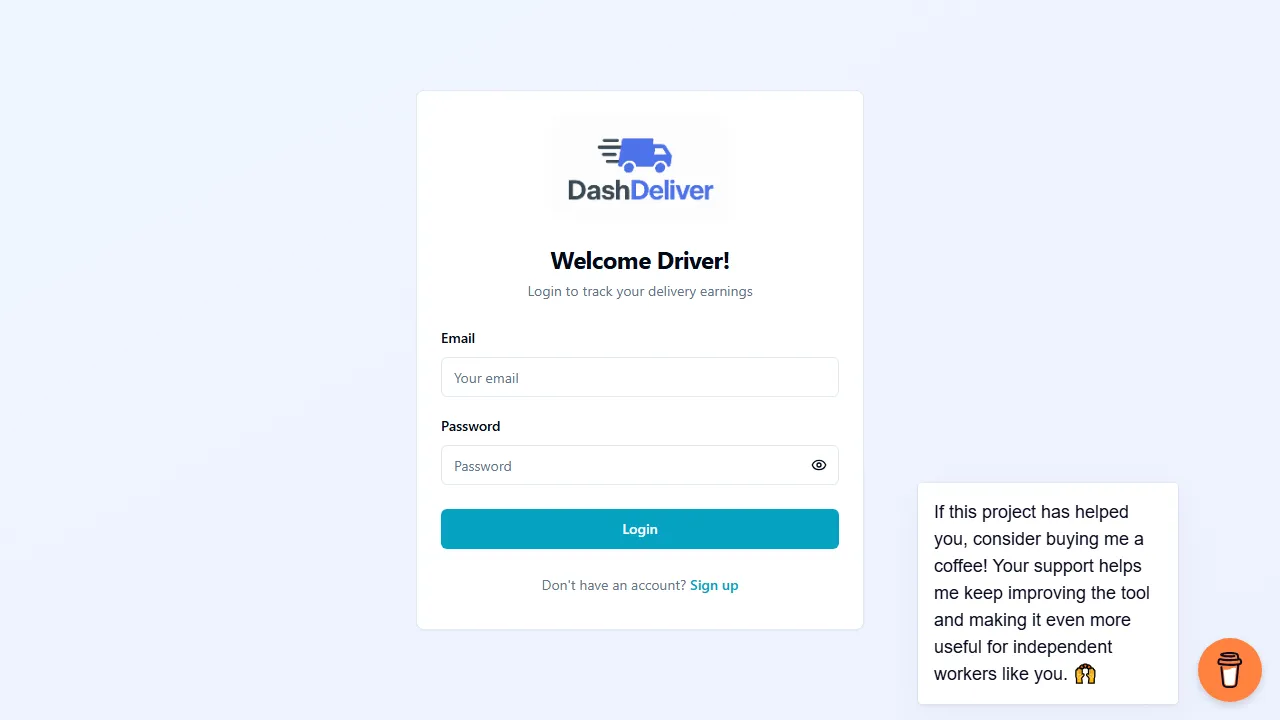driver-delivery-dashboard.lovable.app - Simple Dashboard for Tracking Driver screenshot