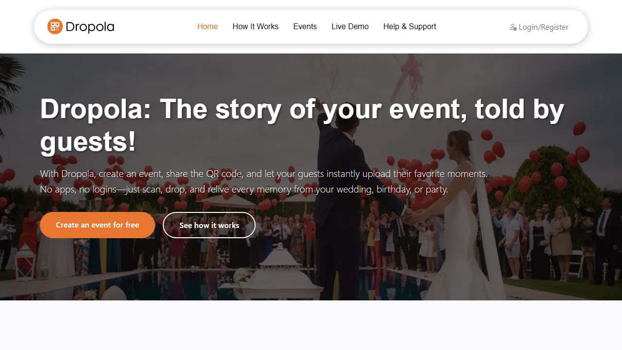 dropola.com - Simple Image Sharing for Events and Parties screenshot