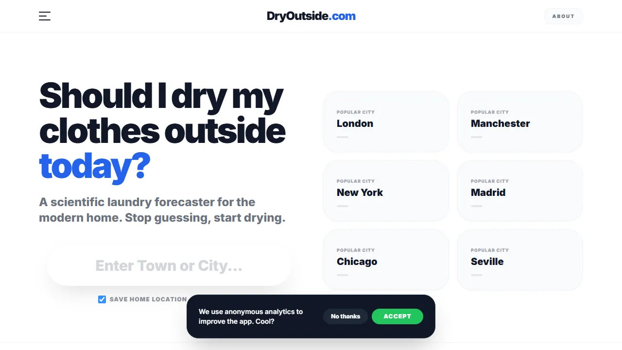 dryoutside.com - Simple Website Builder for Useful Things screenshot