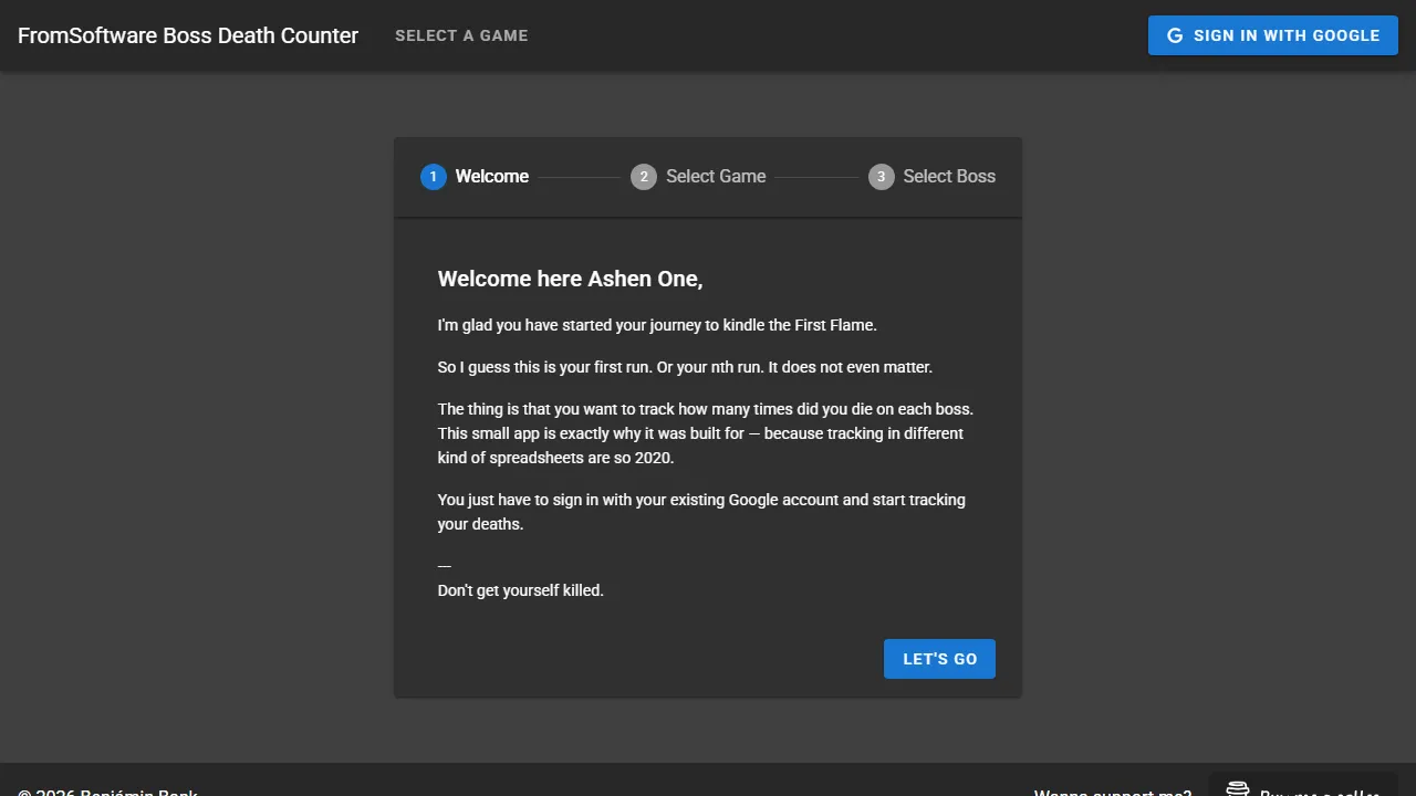 ds3-boss-death-counter.web.app - Web App to Track Game Deaths screenshot