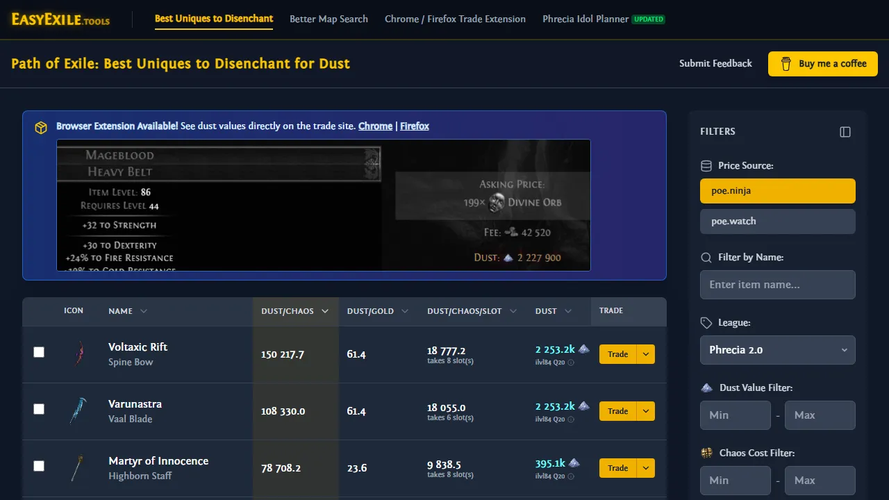 easyexile.tools - Game Tool for Path of Exile Players screenshot