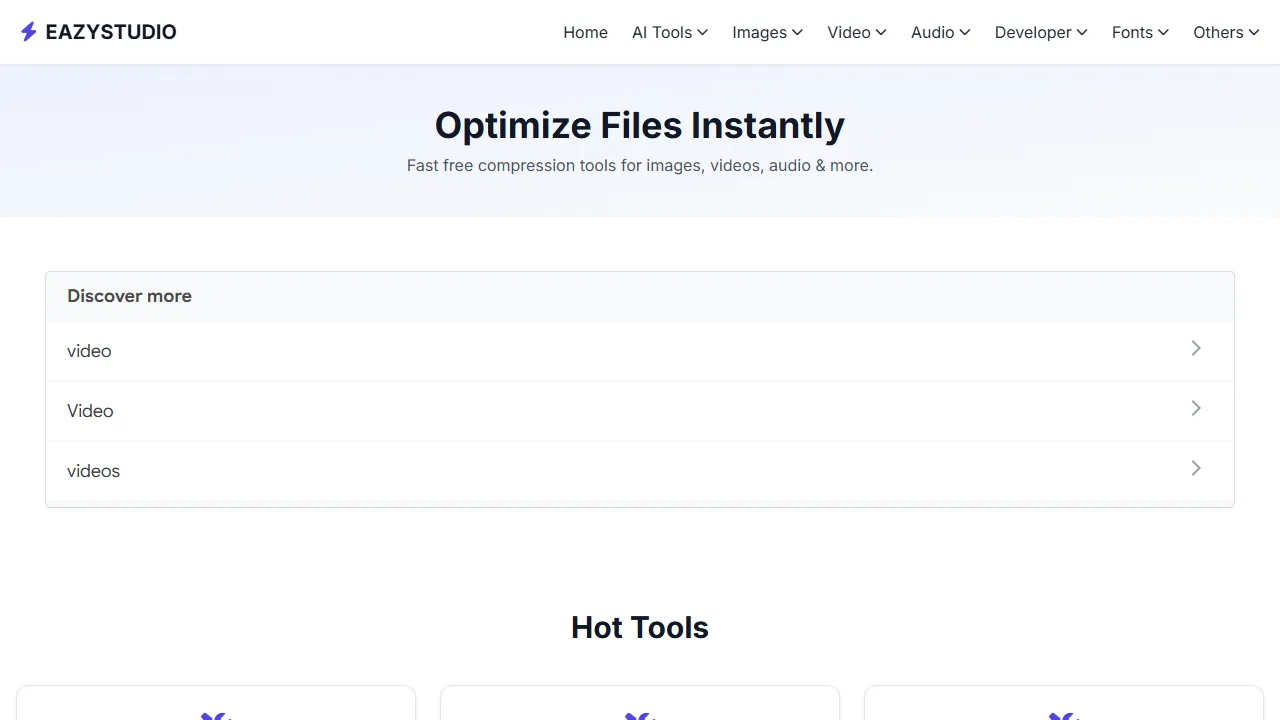 eazystudio.com - Free Online Video Compressor for Developers screenshot