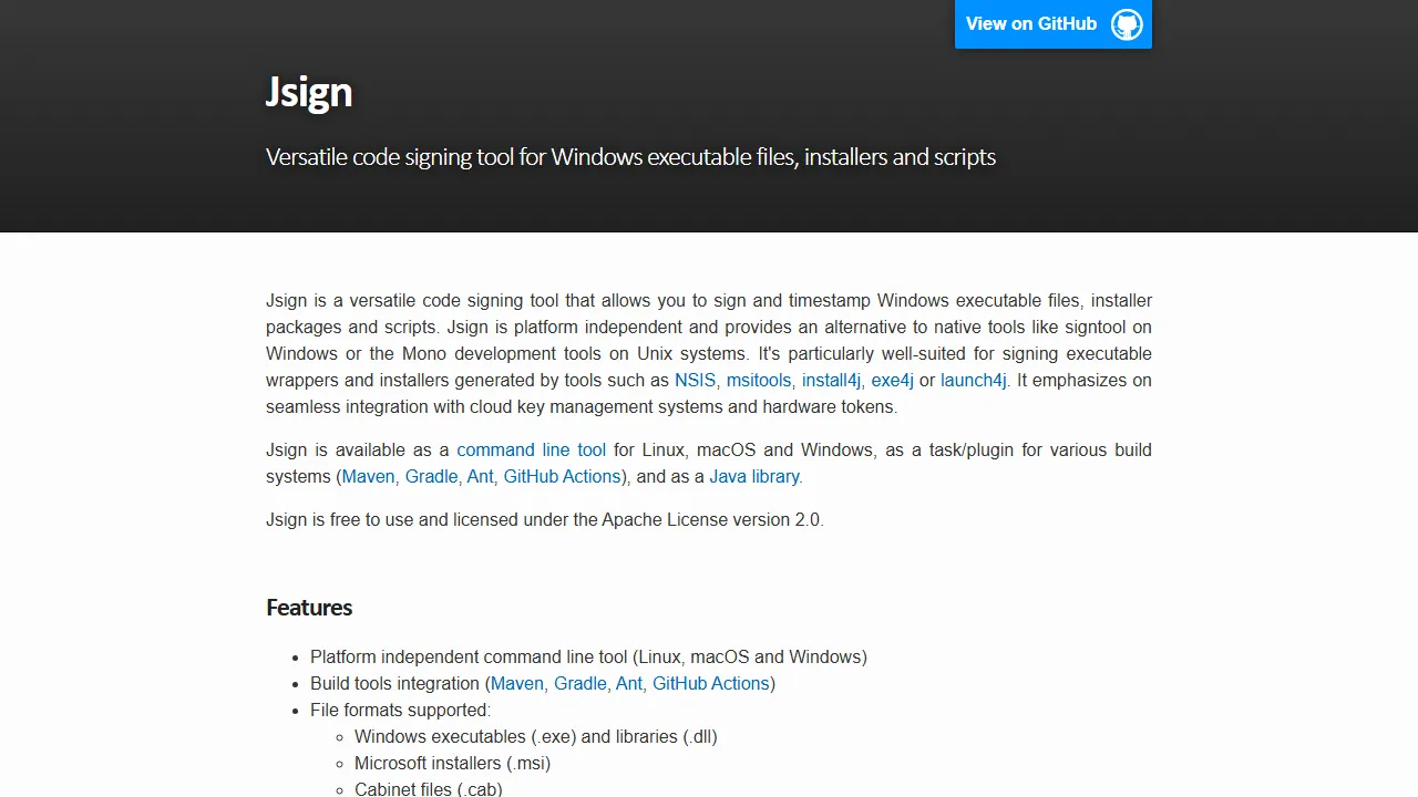ebourg.github.io - Code Signing Certificate - Coding Sign Tool screenshot