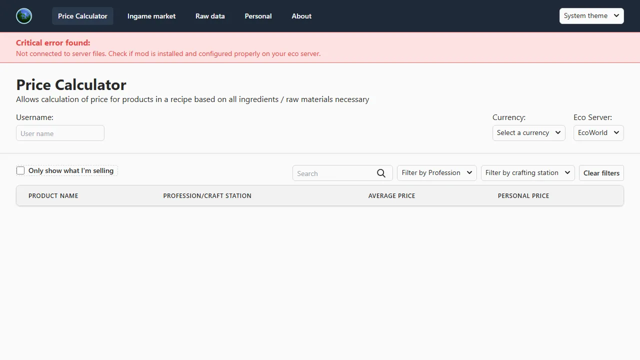 eco-price-calculator.netlify.app - Game Data Exporter and Calculator screenshot
