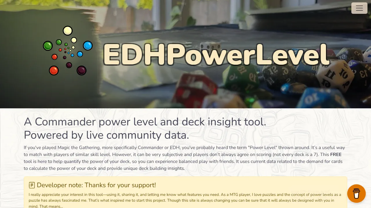 edhpowerlevel.com - Free MTG Commander Deck Calculator screenshot