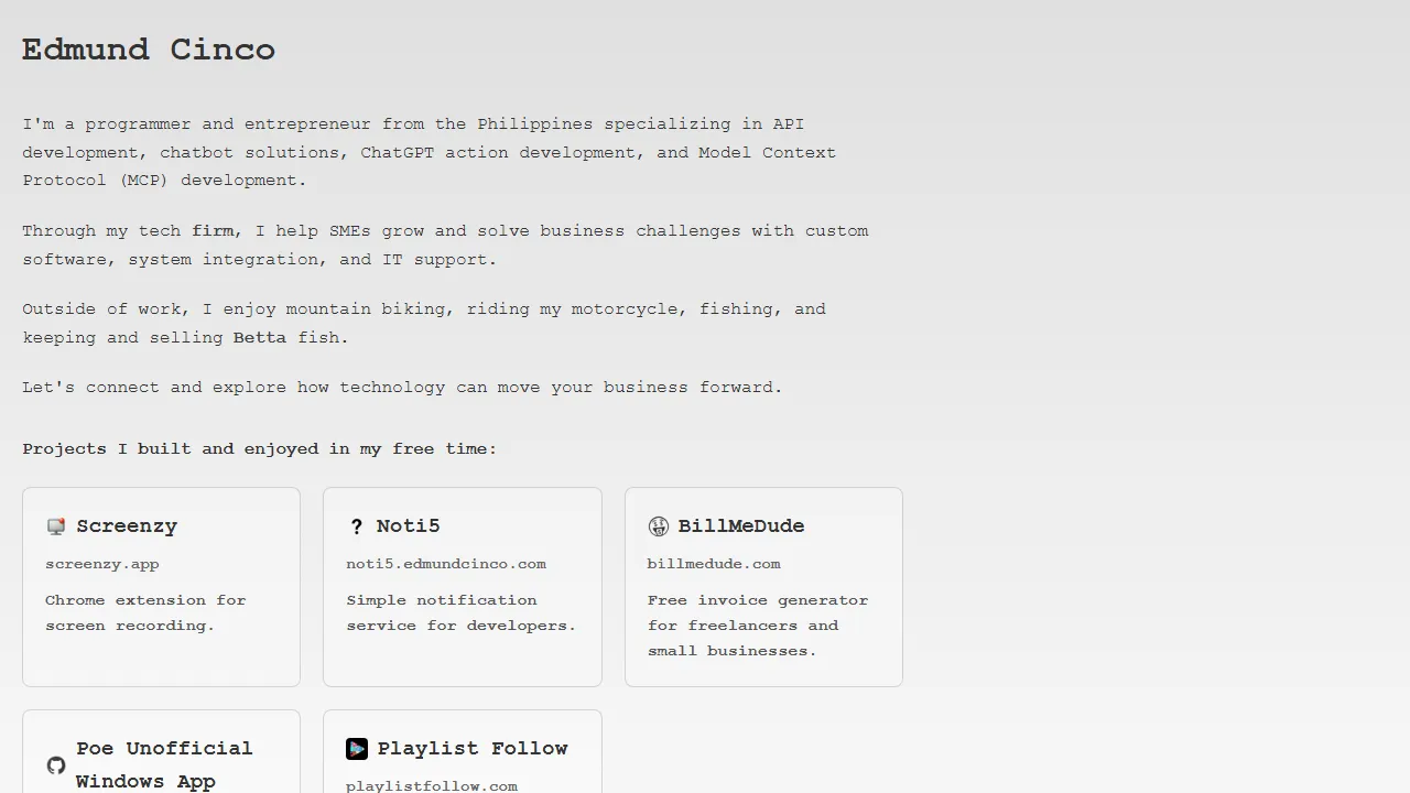 edmundcinco.com - Free Online Invoice Generator Tool screenshot