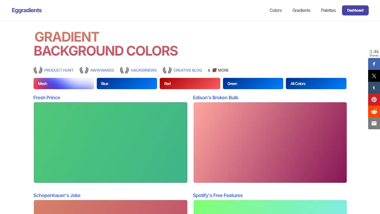 eggradients.com - Free Online Gradient Generator Tool screenshot
