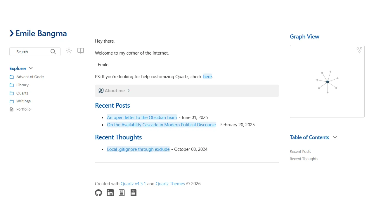 emilebangma.com - Obsidian Plugin for Quartz Themes and Syncing screenshot