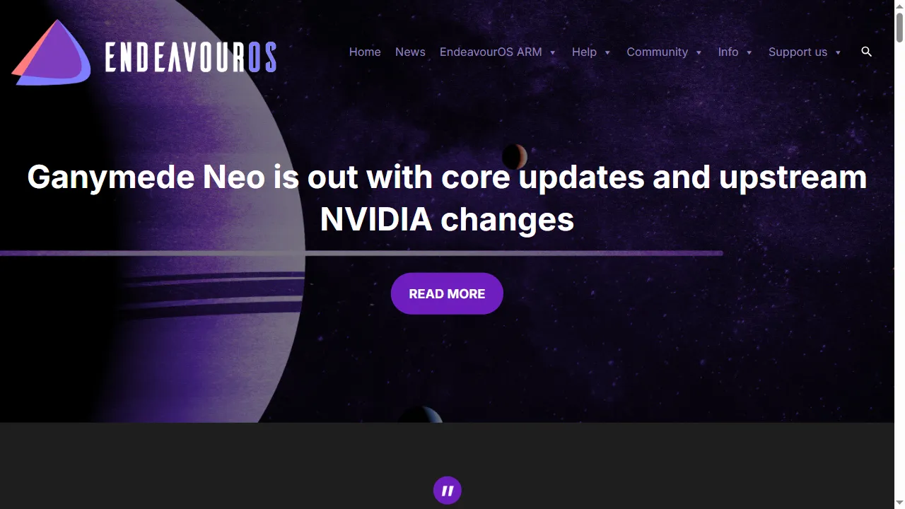 endeavouros.com - Network Operating System Support and Contributions screenshot