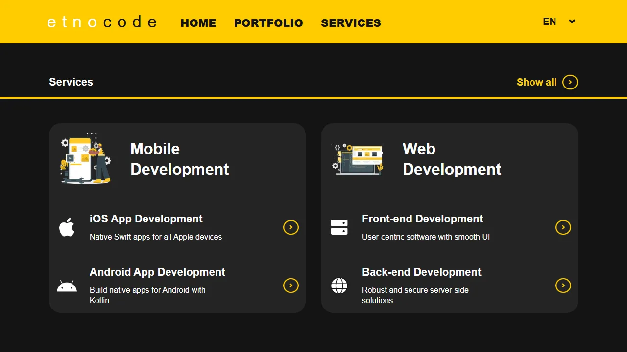 etnocode.com.ua - Supporting Mobile App Development Team screenshot