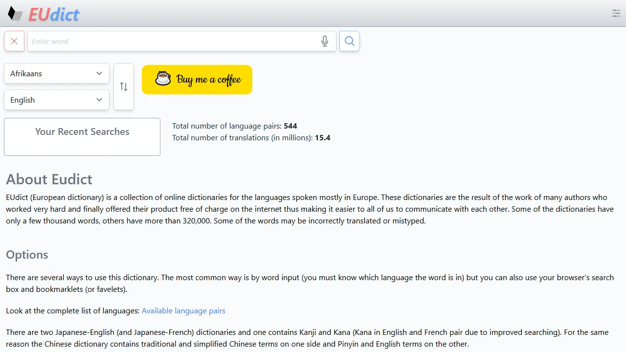 eudict.com - Online Dictionary for Language Translation screenshot