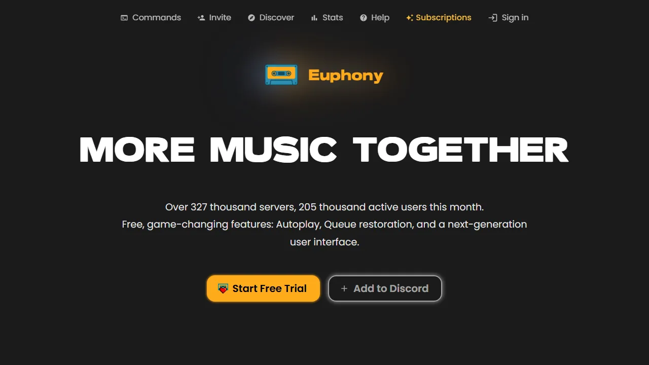 euphony-music.com - Discord Music Bot With Special Role screenshot