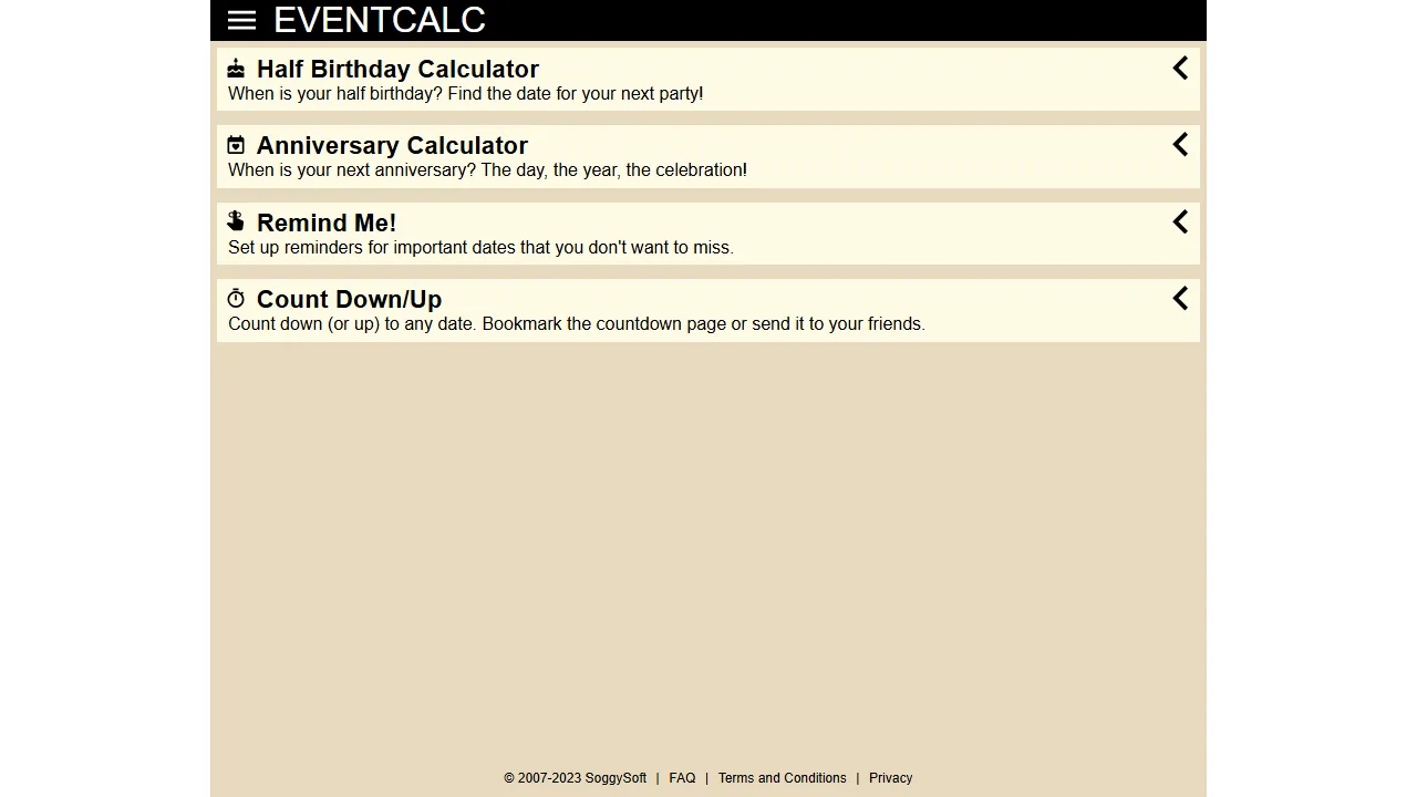 eventcalc.com - Free Online Date Calculation Tool and Estimator screenshot