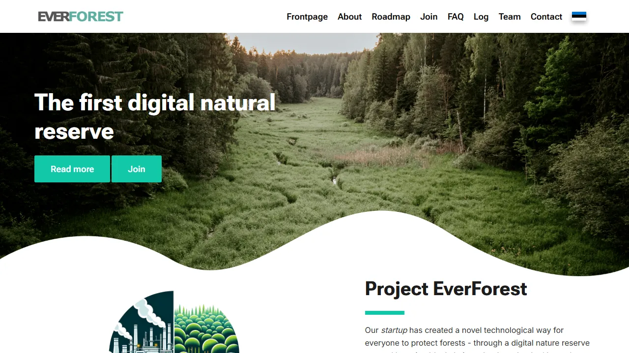everforest.com - Blockchain Powered Digital Nature Reserve screenshot