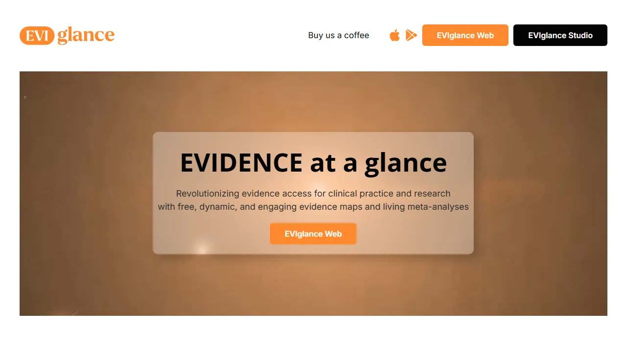 eviglance.com - Medical Evidence Tool for Research and Collaboration screenshot
