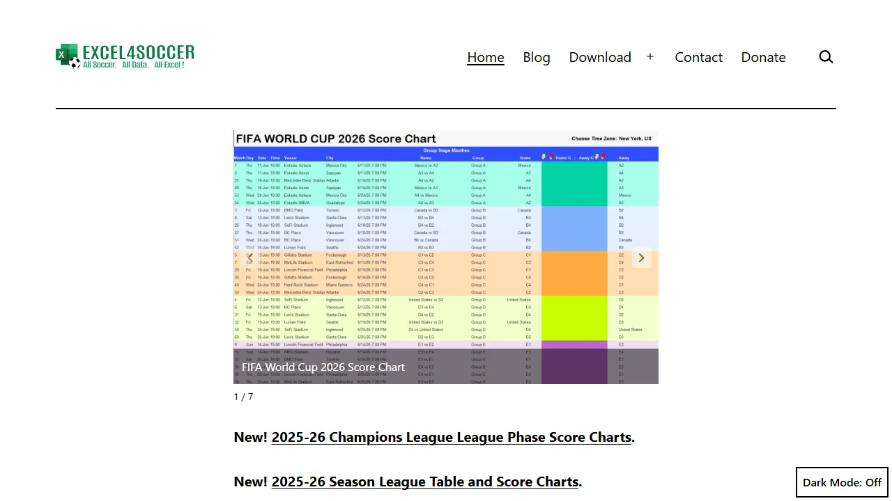 excel4soccer.com - Interactive Excel Soccer League Templates screenshot