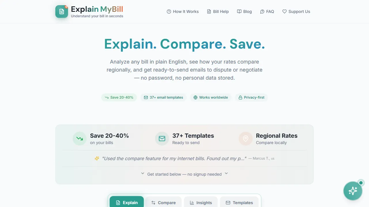 explainmybill.help - AI Bill Explanation Tool for Clarity screenshot