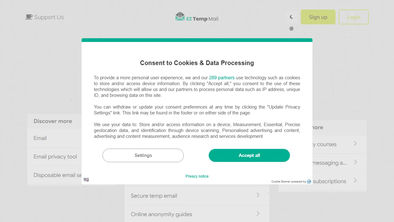 eztempmail.com - Free Disposable Temporary Email Solution screenshot