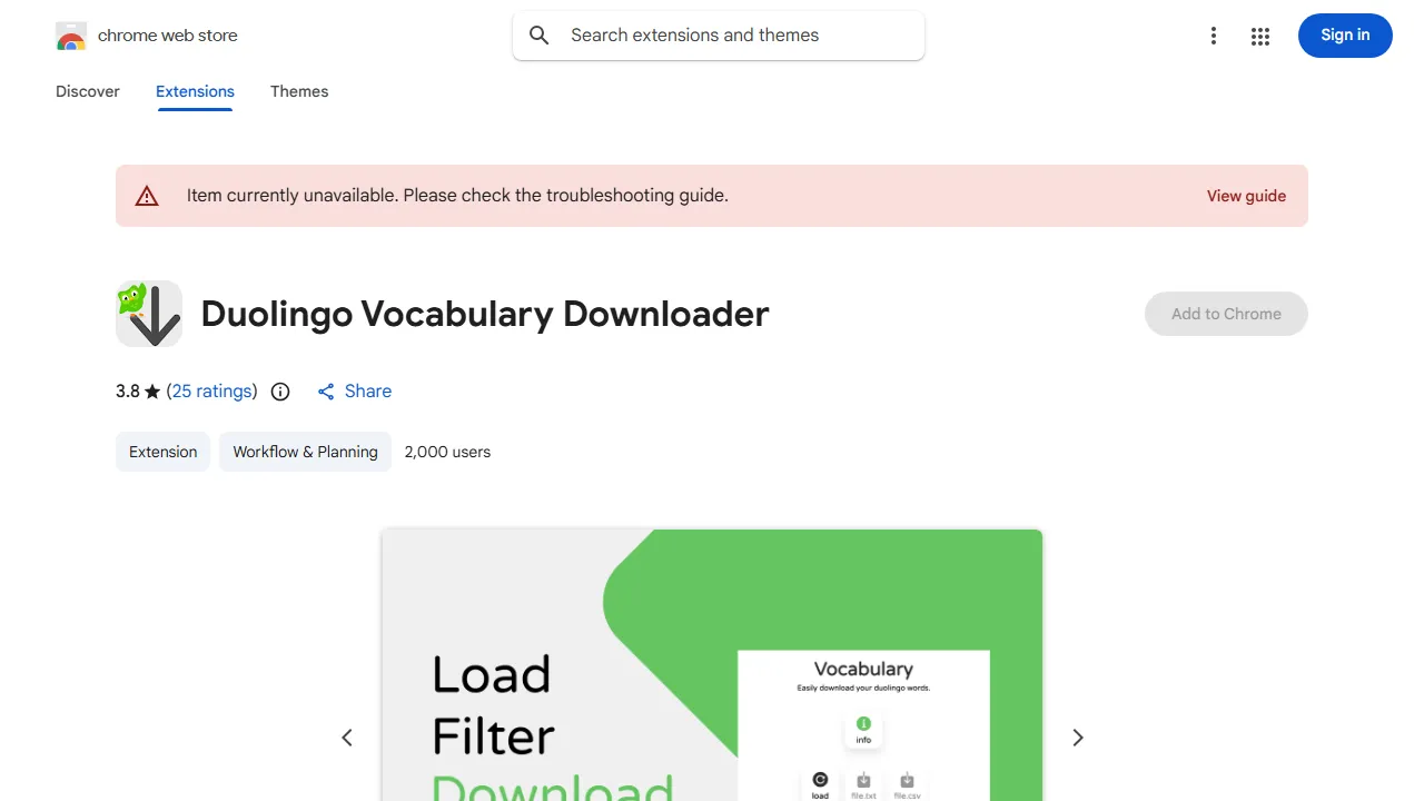 Fabi - Vocabulary Downloader Chrome Extension screenshot