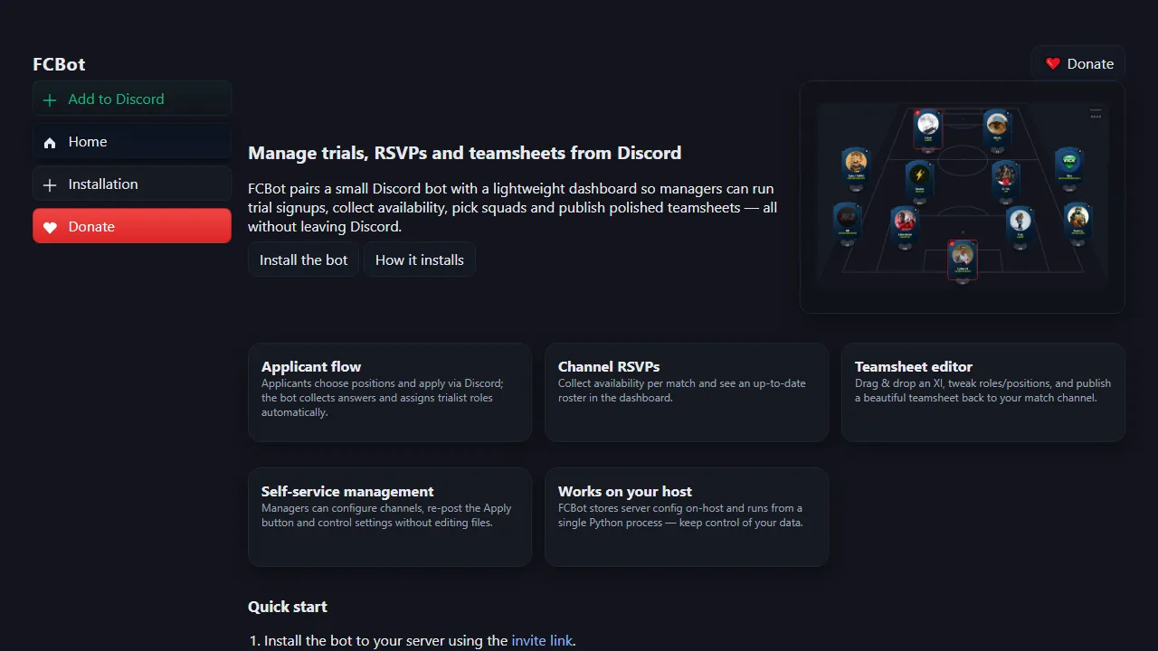 fcbot.co.uk - Discord Bot for Team Management and RSVPs screenshot