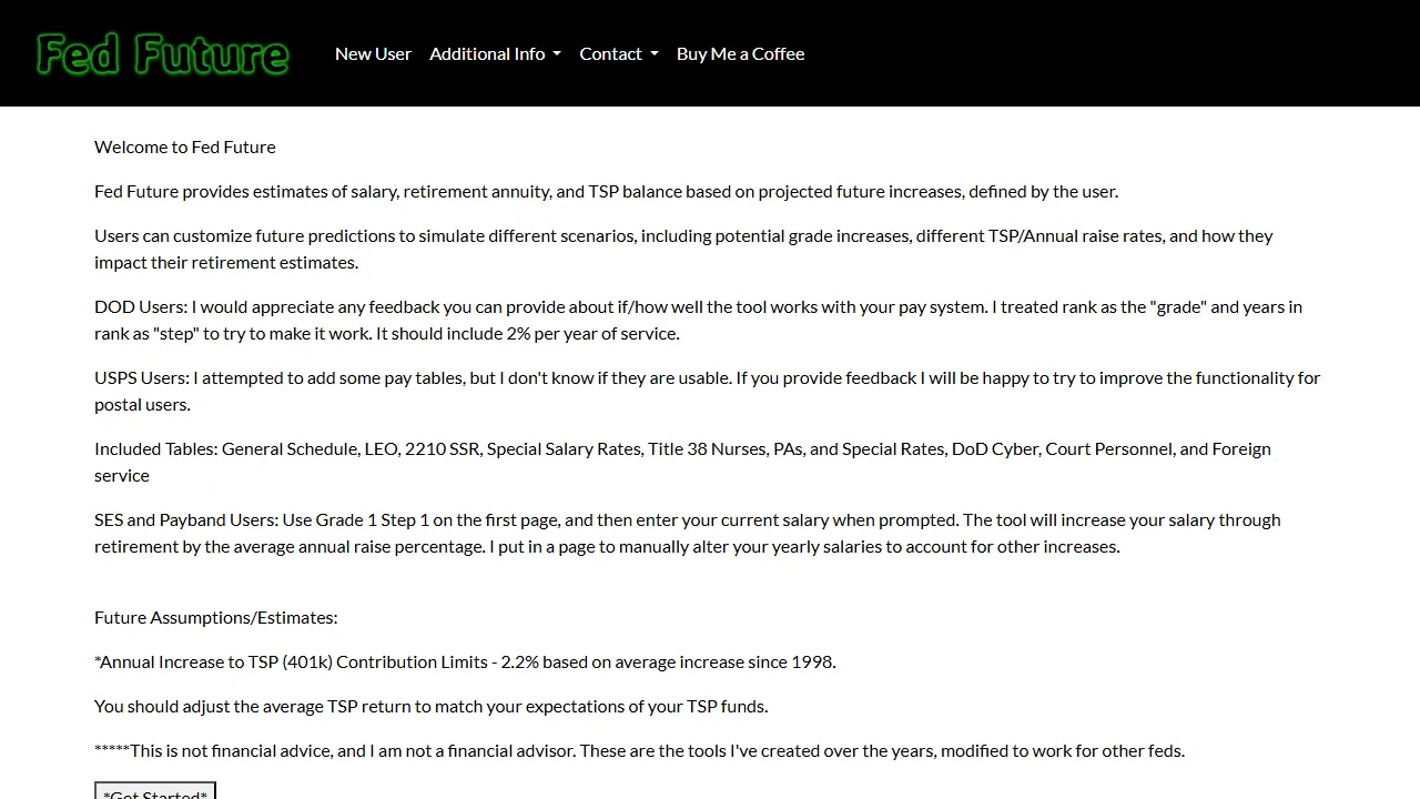 fedfuture.com - Tools for Government Employees screenshot