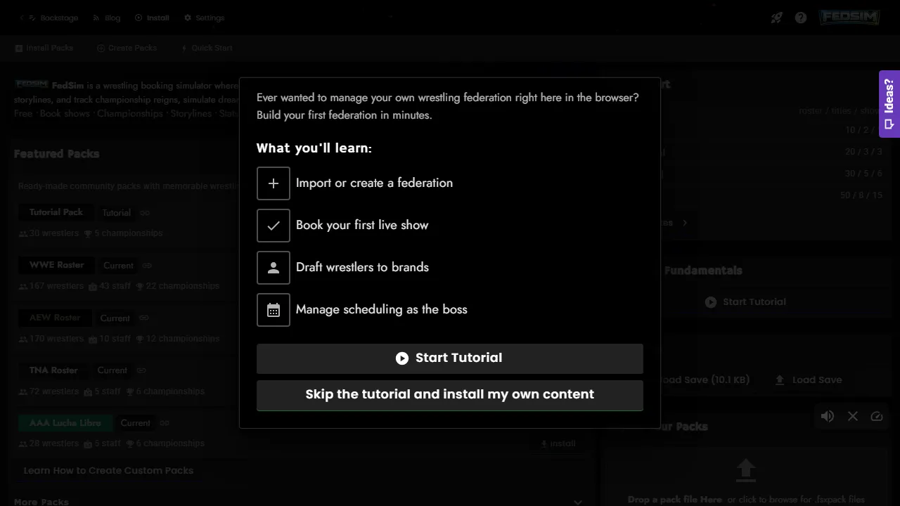 fedsimulator.com - Wrestling GM Simulator for Wrestling Fans screenshot