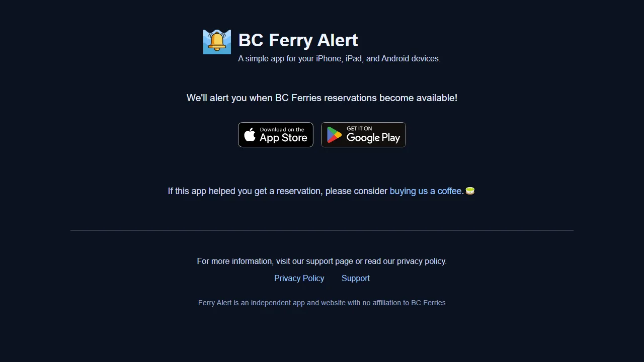 ferryalert.ca - Free App for Ferry Booking screenshot